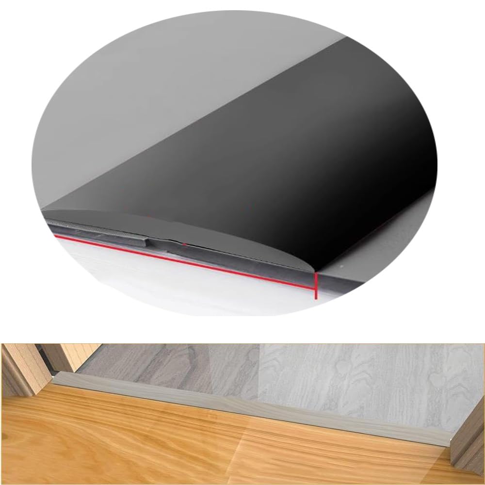 Luysmengeu Black Pvc Floor Transition Strip Self Adhesive, Flexible Threshold Strip 2In Waterproof Edging Trim Flat Divider Strips For Joining Floor Gaps