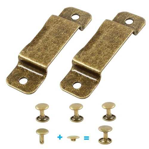 Litoexpe 2pcs Tape Measure Holder Clip, Metal Measuring Tape Clip with Rivets for Leather Tape Holster Pocket Tool Belt Clip, Bronze