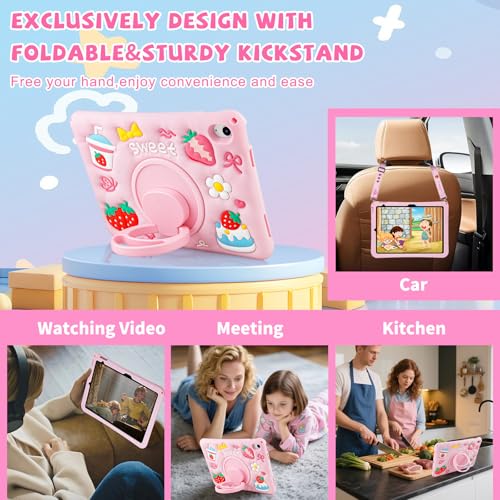 Coque pour iPad 10e génération et A16 avec support rose