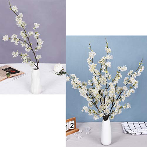 Shiny Flower 4Pcs Artificial Cherry Blossom Flowers, Silk Peach Flowers Arrangements Tall Artificial Plant 42.9" In Tall For Wedding Office Party Hotel Yard Home Decoration #TOP7