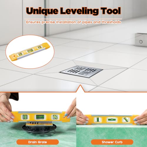 Albott Shower Curb Kit, Complete Shower System with 38\" x 60\" Tray Featuring Off-Center Drain, Includes Curb, Membrane, Seals, Corners, Bonding Flange, Trowel & Level - Thumbnail 6