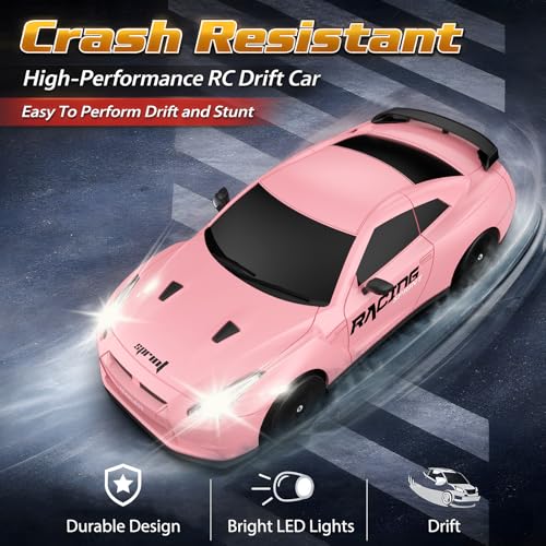 Image of Remote Control Car RC Drift Car 2.4GHz 1:24 Scale 4WD 15KM /H High Speed Model Vehicle with LED Lights Drifting Tire Racing Sport Toy Car for Adults Boys Girls Kids Gift
