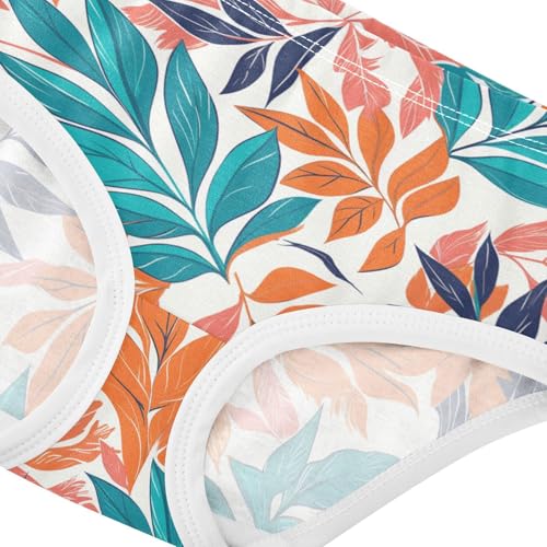 Wusikd Orange Teal Leaves Girls' Underwear Cotton Girls Briefs Soft Toddler Underwear 2T4