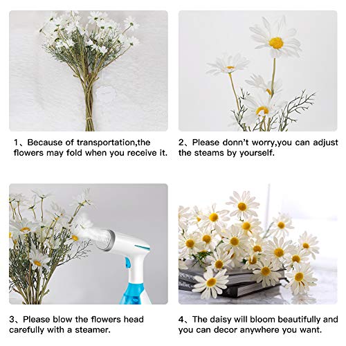 Amyhomie Artificial Flowers,10 Pcs Silk Daisy, Artificial Gerber Daisy For Home Decoration, Artificial Daisy For Wedding Decoration(Milk White) #TOP2