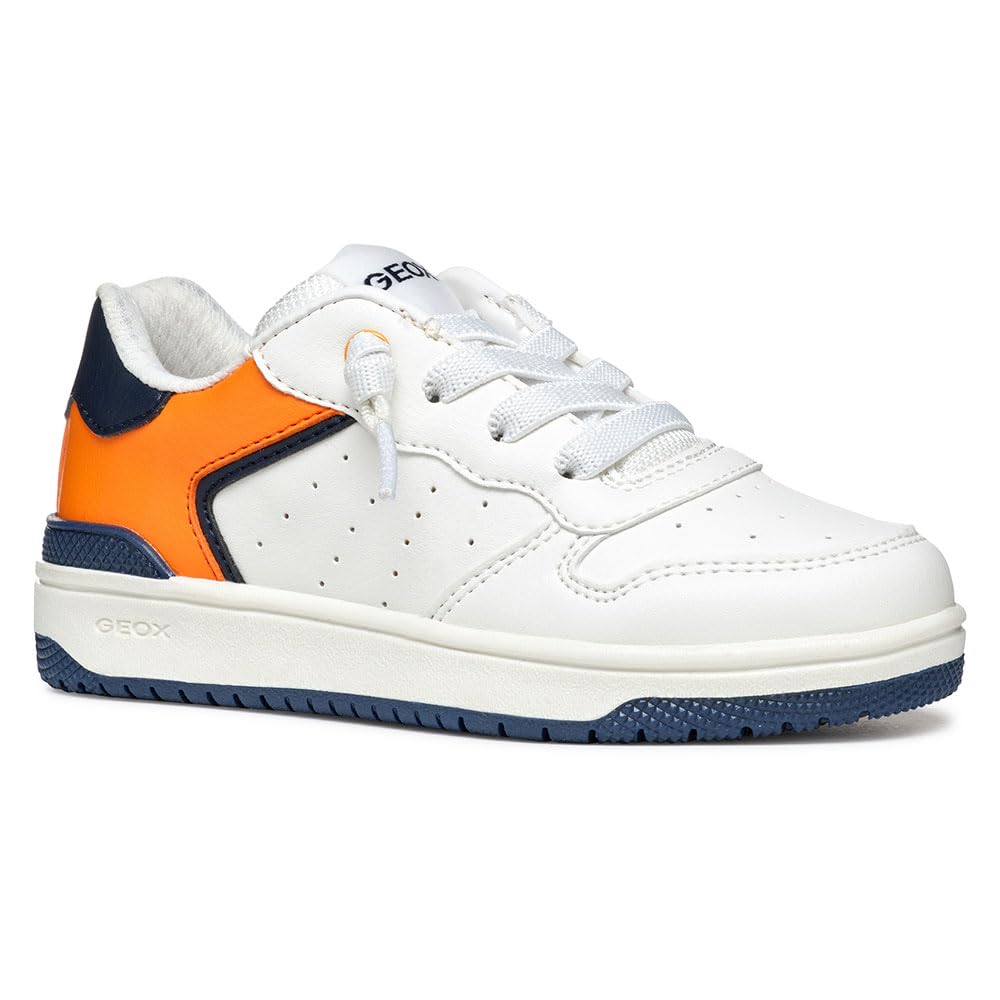 Geox J WASHIBA BOY B Sneaker, White/Lt Orange, 9 UK Child