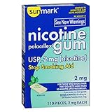 Sunmark Nicotine Polacrilex Gum 2 mg Mint Flavor - 110 ct, Pack of 4