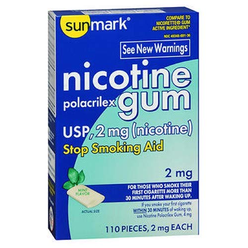 SunmarkNicotine Gum - Polacrilex Stop Smoking Aid, Mint Flavor, 2 mg, 110 Count
