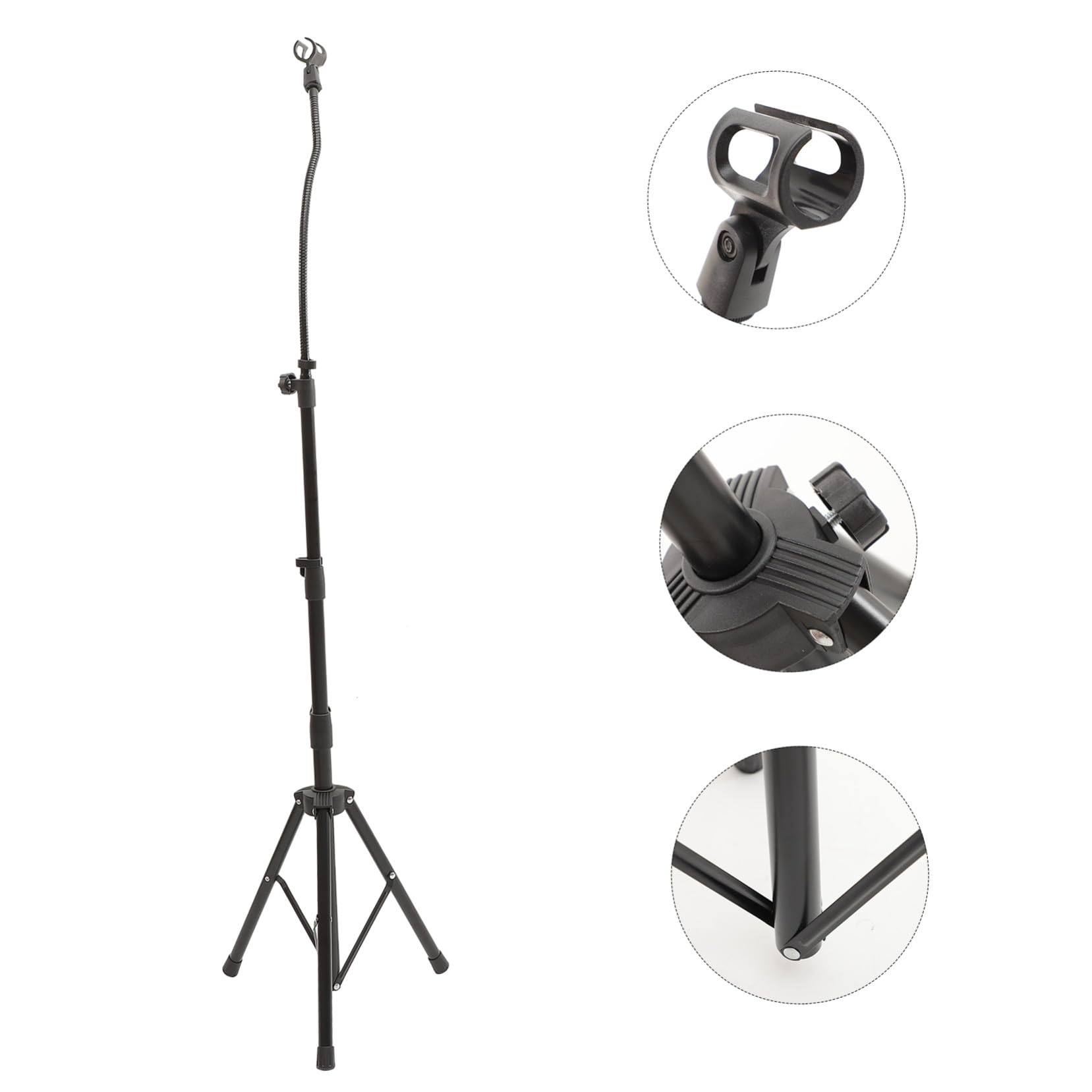 FRCOLOR Supporto Treppiedi Microfono Regolabile da Pavimento Asta Microfono Stabile per Palco Karaoke Conferenze e Live Streaming Accessorio per Microfoni