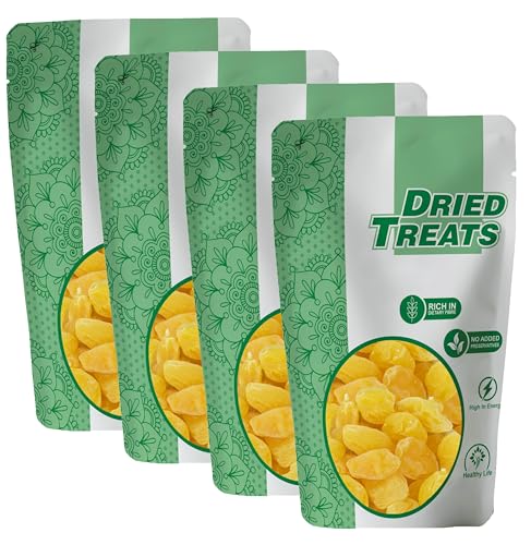 Image of Dried Treats Dried Peach Yellow 800 Grams (200 Grams X 4) - Sweet, Tasty and Chewy Candied Texture - Rich in Fiber & Antioxidants - Peach Yellow Tastes Like Candy, Feels Like Fruit | No Cutting, Just Open & Eat | Best Choice Of Indian Mothers for Kid's Snack