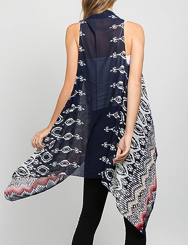 Image of Scarfand's Women's Sheer Open Front Lightweight Sleeveless Long Duster Cardigan Vest