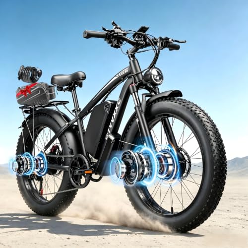 CTVVXXC 9000W Dual Motor Ebike for Adults Men 45MPH - Fast Electric Bike with 52V 34Ah Battery Up to 100 Miles,Lockable Suspension 24' Fat Tire Electric Bicycle for Off-Road Mountain Snow Commuter