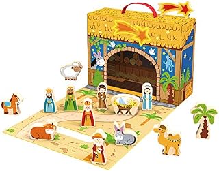 WOOMAX 15-Piece Wooden Nativity Scene (Colorbaby 46212)