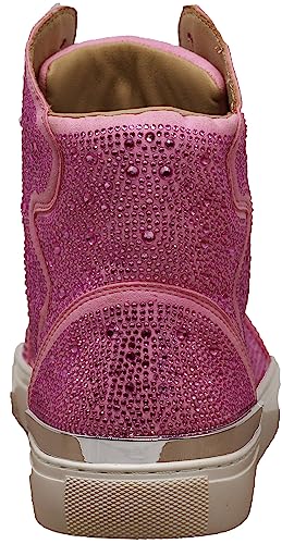 Image of Enzo Romeo Men's Fashion High Top Crystal Shimmer Rhinestone Blink Flat Sneakers Shoes