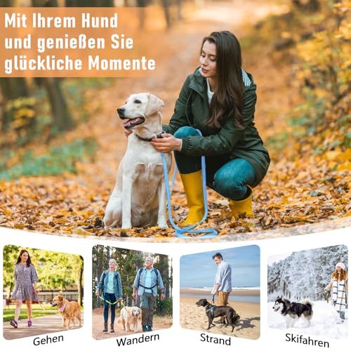 X XBEN Robuste & Leichte Schleppleine für Hunde, 3M 5M 10M 15M 20M 25M 30M 50M Schleppleine mit Handschlaufe, Lange Hundeleine mit Metallhaken, Reflektierend Laufleine für Kleine Mittlere Große Hunde