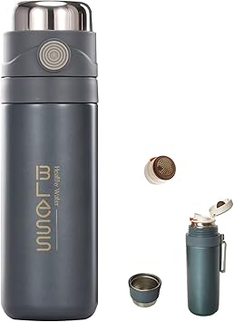 Amazon 魔法瓶 水筒 500ml 直飲み コップ付きステンレスボトル 真空 断熱 保温保冷 ワンタッチサーモス水筒おしゃれ軽量 青い Lxygyes99 水筒 マグボトル 通販