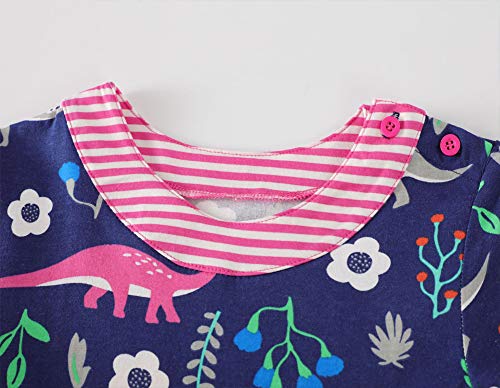 Image of Bleubell Girls Dinosaur Dress Fun Printed for Toddlers Tweens 2-12Y
