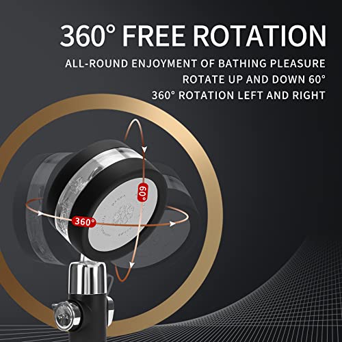 Lebensfreude Black Shower Head, Water Saving Filtered High Pressure Shower Heads Hydro Shower Jet Head 2 Function Hand Shower Set Comes With 3 Filters #TOP7