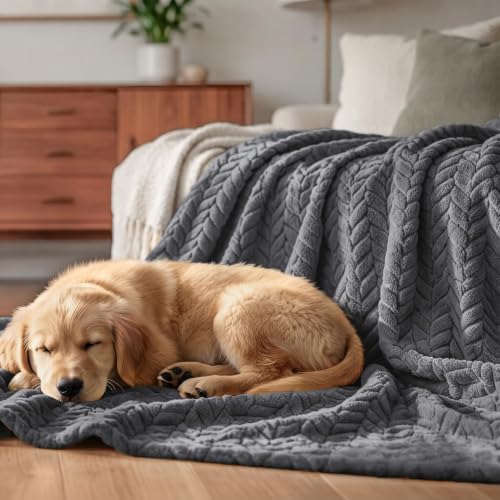 Image of Exclusivo Mezcla Dark Grey Fleece Throw Blanket for Couch and Bed, 50x70 Inches Soft Cozy 3D Decorative Jacquard Flannel Blankets, Lightweight Fuzzy Plush Warm Throws for All Seasons