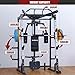 SunHome Smith Machine, Power Cage Squat Rack with Smith Bar, LAT Pull-Down Systems, Cable Crossover Machine and Cable Attachment for Home Gym