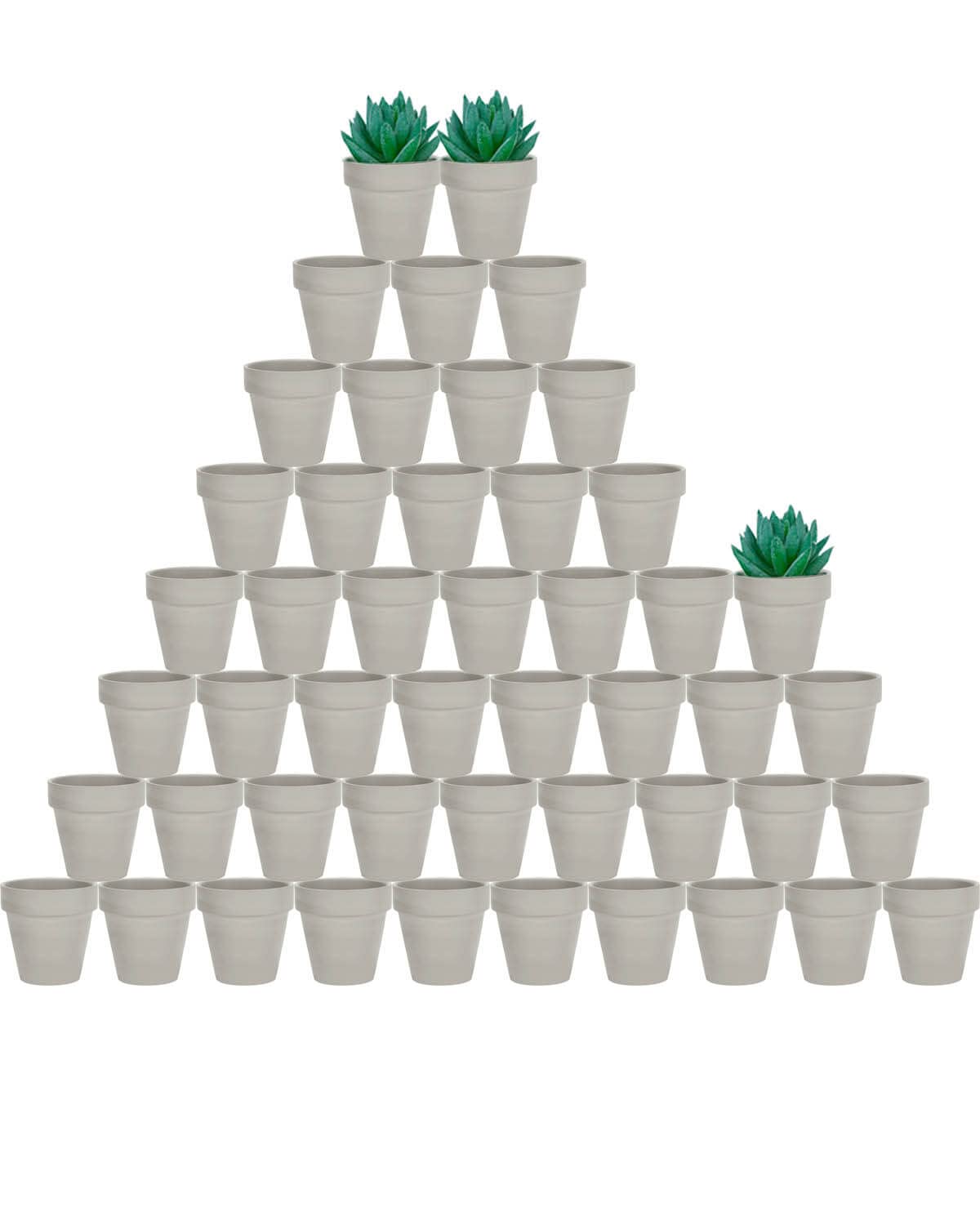 vensovo 48 Pcs Tiny Grey Terracotta Pots - 2 inch Small Mini Clay Pots with Drainage Holes Flower Nursery Terra Cotta Pots for Indoor/Outdoor Succulent Plants, Crafts, Wedding Favor