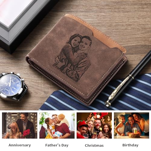 JulStar Personalized Wallet with Picture Name Text, Custom Gift for Men, Anniversary Birthday Father's Day Christmas Day Present3