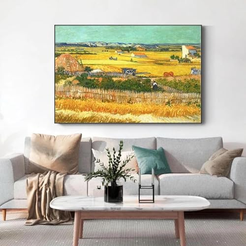 Toile champ de blé doré Van Gogh de qualité supérieure avec châssis
