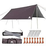 Mejor Compañero de Viaje: Anyoo La lona para acampar está diseñada para múltiples actividades al aire libre y es perfecta para todos los entusiastas de la vida al aire libre. Funciona muy bien sobre una hamaca o tambien puedes colocarlo más alto con postes, haciendo como un refugio para comer o para sentarte abajo de el, mientras acampas. También puede ser utilizado como una manta en el suelo, el refugio para su cocina de patio trasero o una reunión familiar.