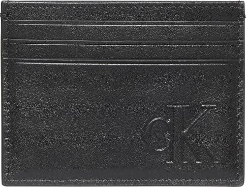 Calvin Klein Tarjetero Hombre Bold de Piel, Negro (Black), Talla Única