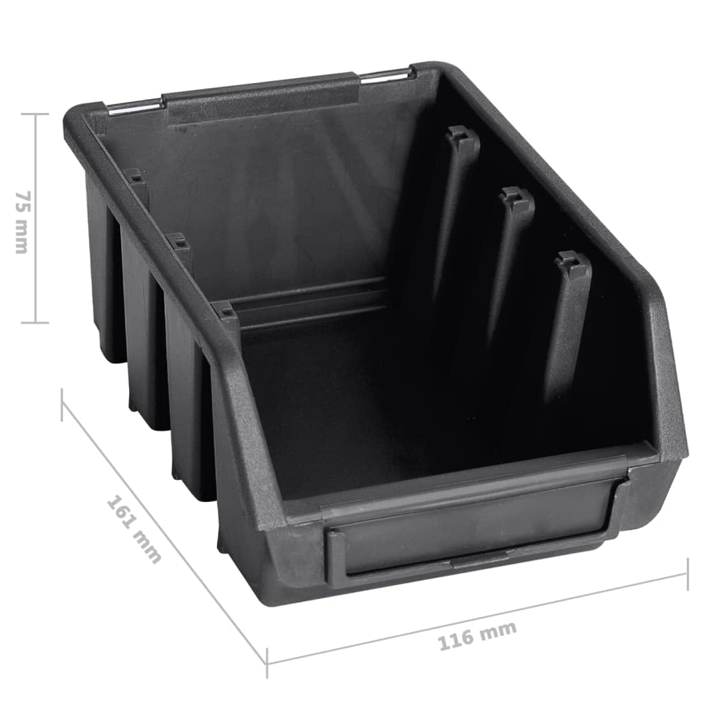 vidaXL Kit de Bacs de Stockage et Panneaux Muraux 96 pcs Boîte d'Empilage Système de Stockage d'Outils Garage Atelier de Bricolage Rouge et Noir