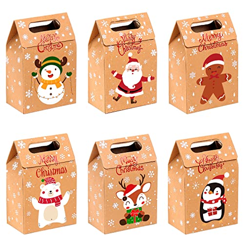 Joicee Christmas Kraft Paper Gift Boxes 24Pcs Xmas Goodies Treat Candy Bags Boxes For Christmas Party Favor #TOP26