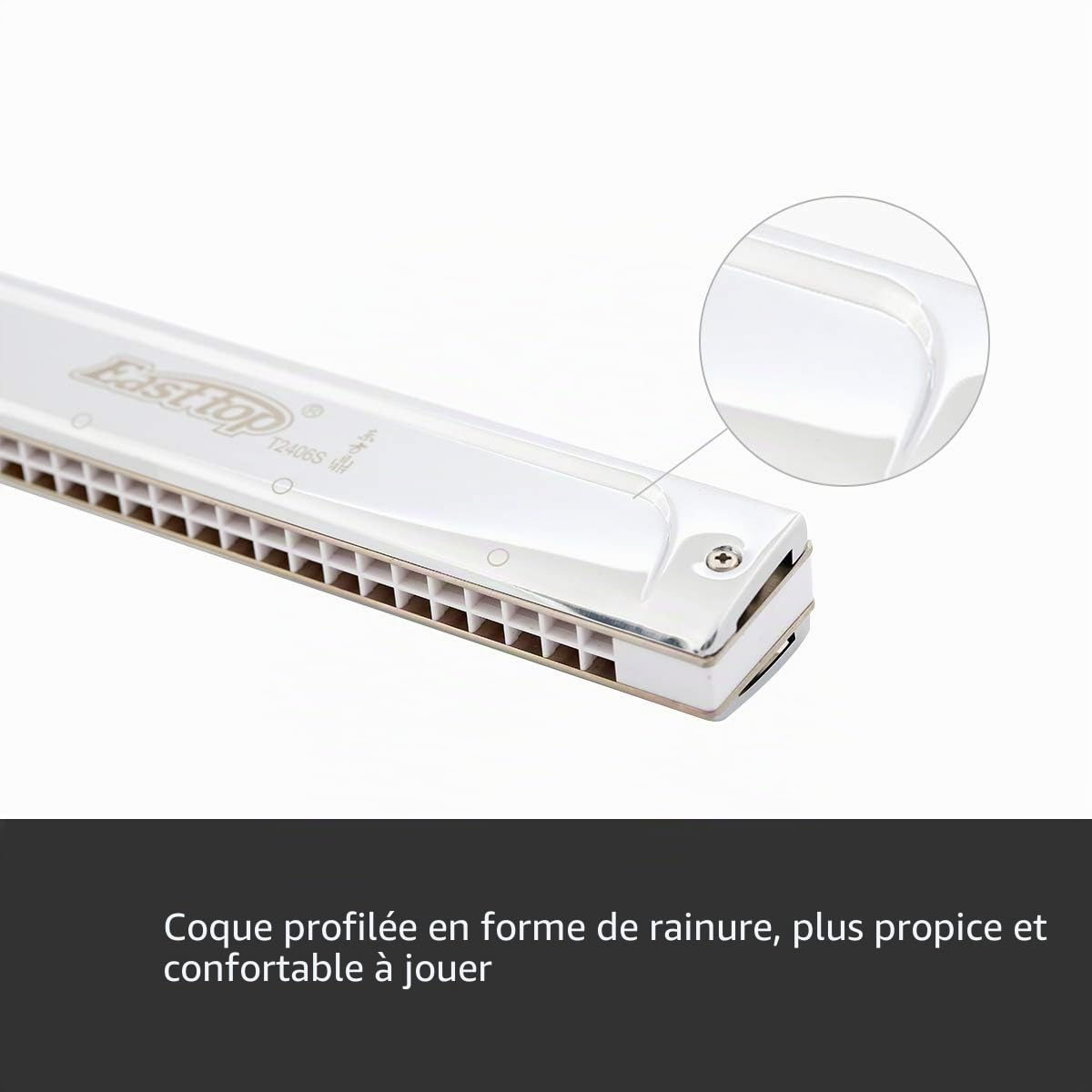 East top Harmonica trémolo professionnel en do avec 24 trous T2406S Instrument Orgue à bouche pour adultes, joueur professionnel, débutants et étudiants, comme cadeau