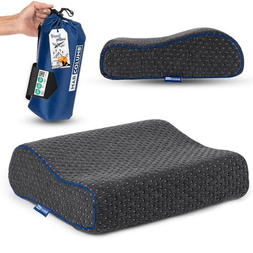 Marcolumb Reisekissen-Campingkissen-ergonomisches Memory-Schaum-Kissen mit temperaturregulierendem Bezug-Oeko-TEX Made IN Green