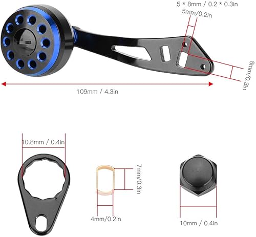 Miniatura 7 de Alomejor Mango de carrete de pesca, mango de carrete de metal, mango de repuesto de brazo basculante (1.496 in negro y rojo Leiqiang solo brazo