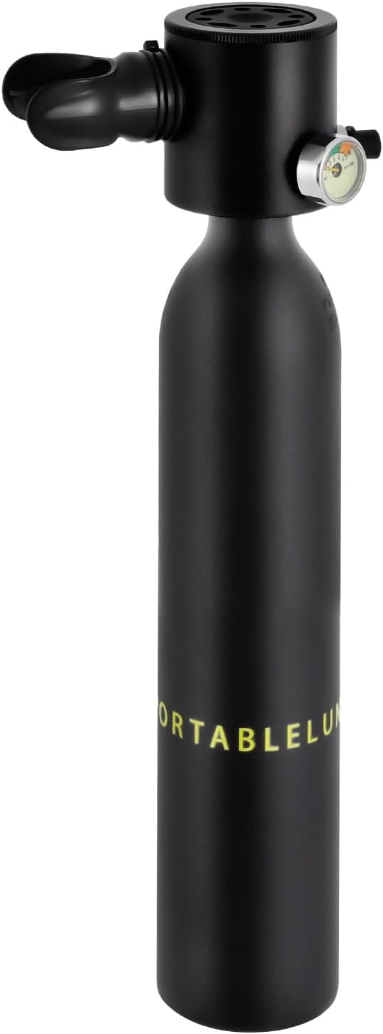 Mini Scuba Tank Diving Gear, 0.13Gal Diver Scuba Diving Tank Oxygen Cylinder, Diving Oxygen Underwater Breathing Device with Luminous Waterproof Pressure Gauge, 2.2 lbs
