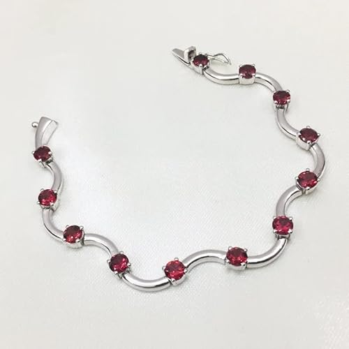 Rkgems 925 925 Sterling Silver Bracelet- Garnet Bracelet- Solid Silver Garnet Bracelet- January Birthstone Bracelet- Bohemian Bracelet- Christmas Gift #TOP1