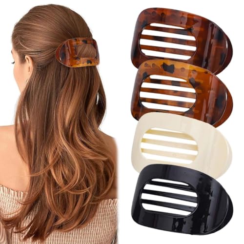 Fermagli per capelli piatti per donna, Fermagli clip capelli donna,4 pcs Pinze Artiglio da Donna Fermagli Ovali Clips a Becchi d’Anatra con Forte Grip per Acconciature Semplici e Eleganti Accessori