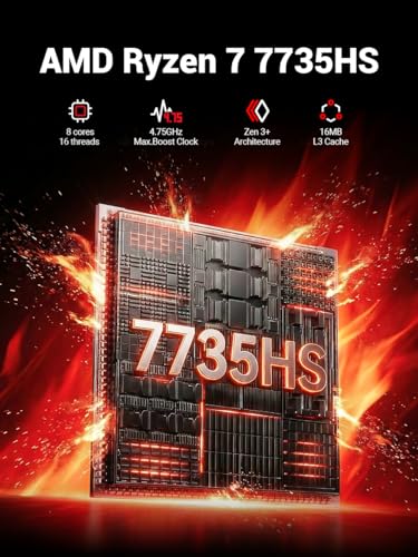 Image of Mini Gaming PC Ryzen7 7735HS【A6】8C /16T, Up to 4.75GHz 54W, AMD Radeon 680M Graphics, USB-C, WiFi6 /BT5.2 /2.5G LAN, 16GB LPDDR5 RAM, 512GB PCIe SSD, Student /Home /Business Small Desktop Computer