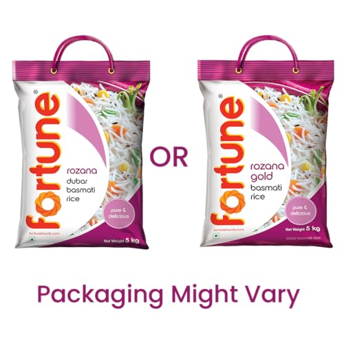 Image of Fortune Rozana Gold Basmati Rice 5Kg | Cooked grain upto 15 mm | Fluffy, Non-Sticky Rice | Everyday Basmati Rice