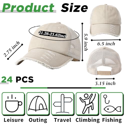 Image of Suhine 24 Pcs Blank Trucker Hat Bulk Unisex Mesh Baseball Cap for Sublimation Embroidery Vintage Adjustable Hat for Men Women