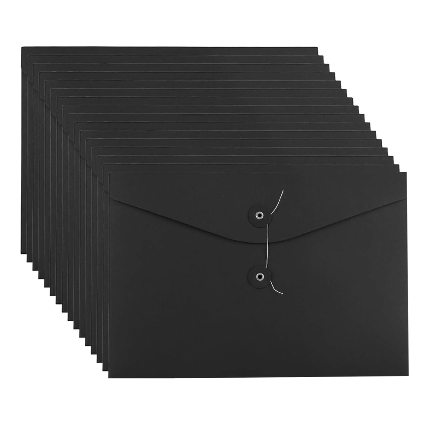 16 Piezas Carpetas de archivos de sobres de papel Kraft A4 Carpeta de Archivos de Kraft para Archivar Archivos, Carta, Organizador de Documentos para Oficina Colegio, Sin Expansión 310*235mm (Negro)