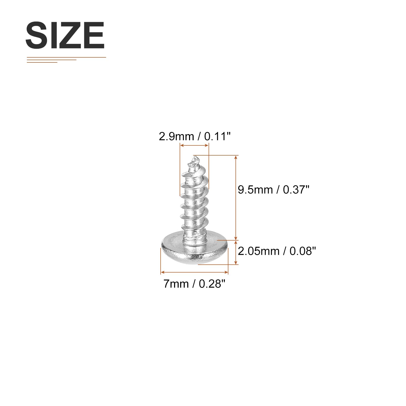 DTGN #4x3/8 Sheet Metal Screws - 100 Pack - for Wood, Furniture - 304 Stainless Steel Phillips Truss Head Self Tapping Tip Wood Screws - Silver - Image 2