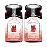 Wild Hibiscus Flowers in Rose Syrup | 12.3 oz Jar | 15 Whole Hibiscus Flowers Infused with Rose-Infused Syrup | Elegant Garnish for Cocktails, Desserts & Gourmet Creations (Pack of 2)