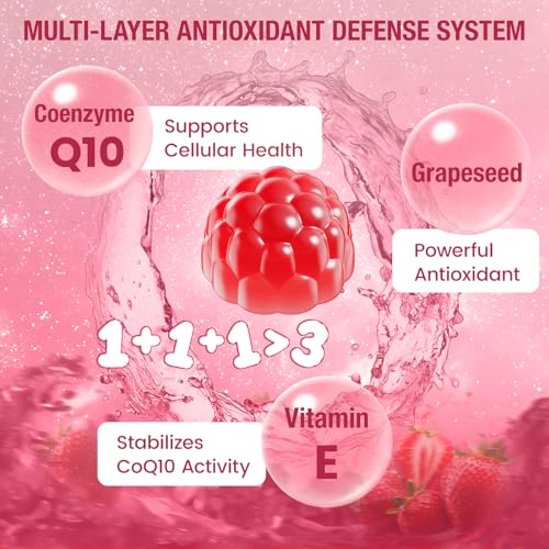 NATURE TARGET CoQ10 Gummies 200mg, Coenzyme Q10 Supplement with Multivitamins, Beetroot, probiotics for Heart & Energy Support, Powerful Antioxidant, Natural Strawberry Flavor, Non-GMO, 90 Gummies — view 5