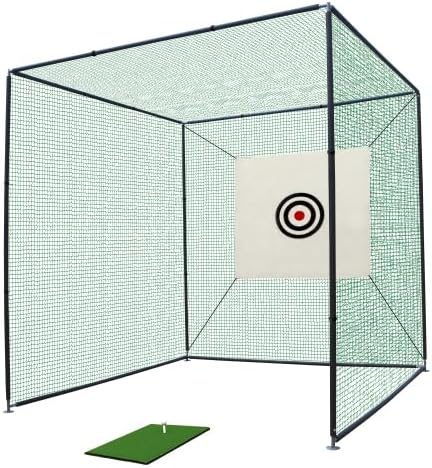 10X10X10FT Golf Practice Net Cage w/Metal Frame Hitting Net Kit Indoor Outdoor