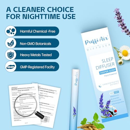 Image of Herbal Diffuser Pen, Sleep Diffuser with Melatonin, Lavender, Ashwagandha & Chamomile for Sleep Support, All Natural Swap - Up to 600 Uses (Varies by Usage), 2 Diffusers, 1 Pack