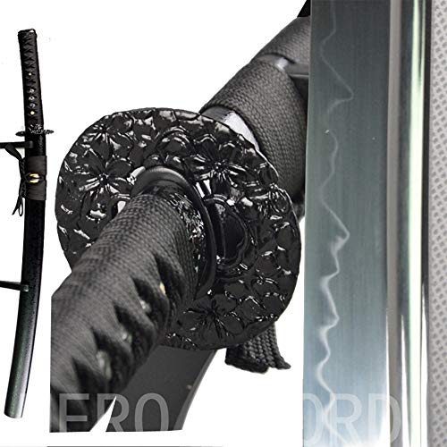 NEW Black Clay Tempered T1095 High Carbon Steel Japanese Wakizashi Samurai Sword