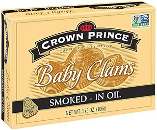 Crown Prince Smoked Baby Clams in Oil, 3.75 Ounce (Pack of 12)
