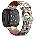 CJBROES Replacement Leather Watch Band, Compatible with Fitbit Versa 3 and Fitbit Sense of Wristband Bracelet Accessory - Toucan Tropical