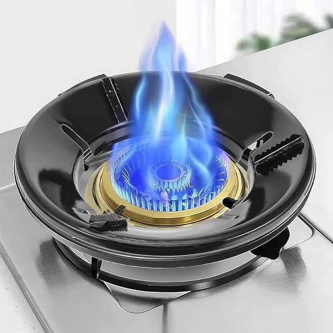 Image of Premium Gas Saver Stand - Heavy Duty Energy Saving Burner Support for LPG Stove, Fire & Windproof 4-Leg Trivet, 0.7mm Thick Durable Metal, (Black - Pack of 2)