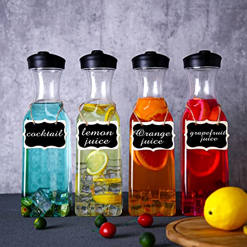 Lallisa 8 Pcs 54 oz Plastic Carafe Water Carafe with Lid Clear Plastic Pitcher with Lid Square Base Drink Containers for Fridge Mimosa Bar Supplies Water, Milk, Juice with Labels Hanging Tags - Thumbnail 5